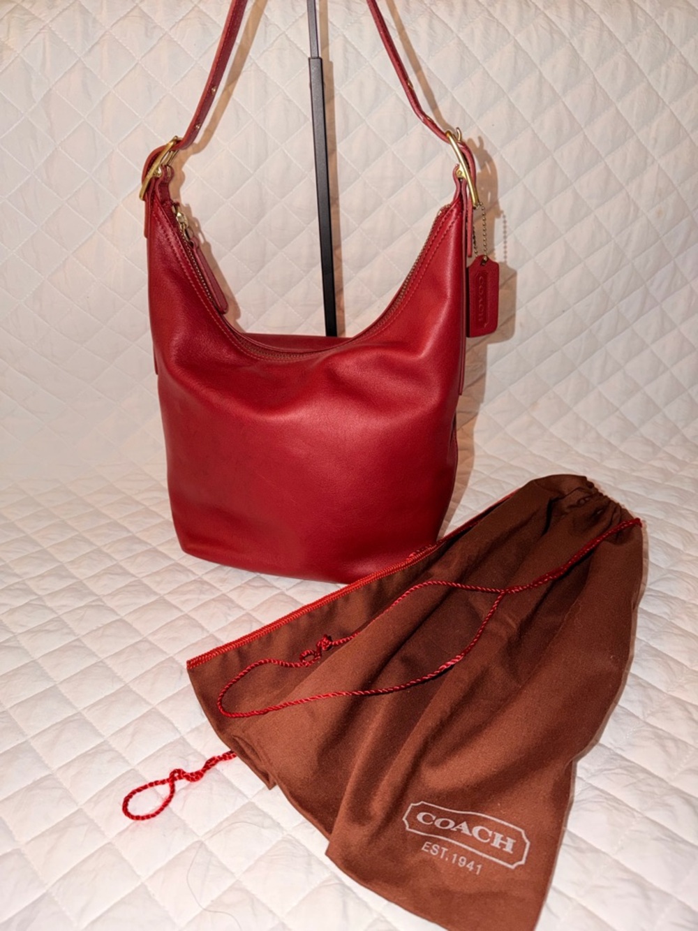 Coach Red Leather Shoulder hobo Vintage - Picture 5 of 16